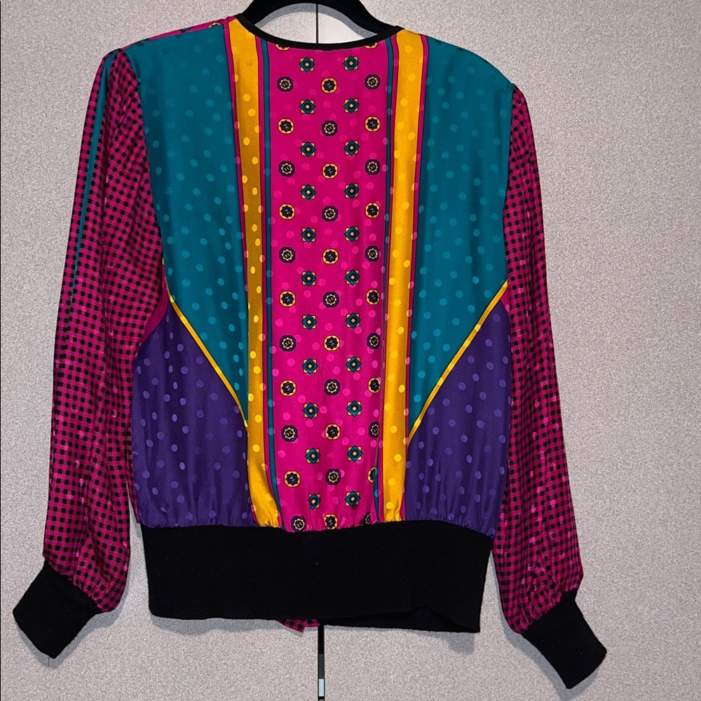 Colorful Geometric Button-Up Blouse - Picture 3 of 3